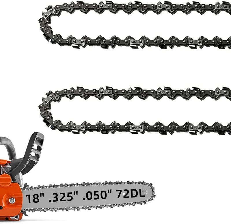 Fifchall 2 Pack 18 Inch Chainsaw Chain .325" Pitch .050'' Gauge 72 E Drive Links, 18-Inch Replacement Chains Fits Husqvarna 440 445, Echo Craftsman and more - Image 1